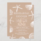 Neutrale Seashells Beach Wedding Rehearsal Dinner Kaart (Voorkant / Achterkant)