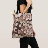 Neutrale Sepia Bloem Botanisch Tote Bag (Dichtbij)