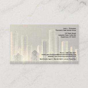 🏙️ Neutrale Skyline Vastgoed Zakelijke Kaart ✨💼 Visitekaartje