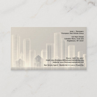 🏙️ Neutrale Skyline Vastgoed Zakelijke Kaart ✨💼 Visitekaartje