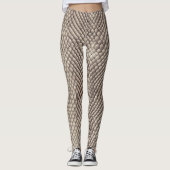 Neutrale Slangenhuid Exotisch Luxe Patroon Leggings (Voorkant)