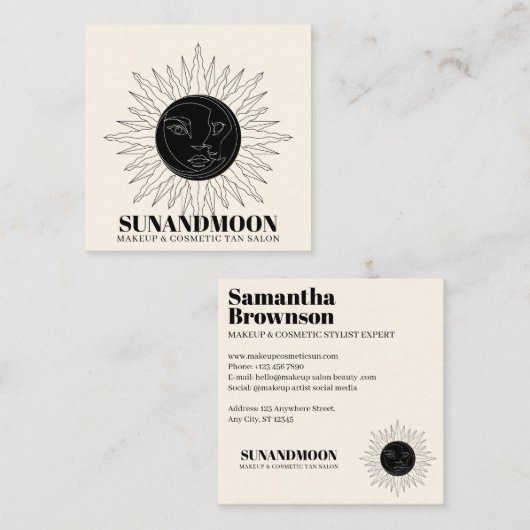 Neutrale Spirituele zonne-energieverwarming Sun Mo Vierkante Visitekaartje (Voorkant / Achterkant)