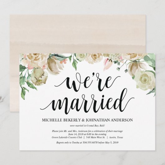 Neutrale Spring Elopement Reception Kaart (Voorkant / Achterkant)