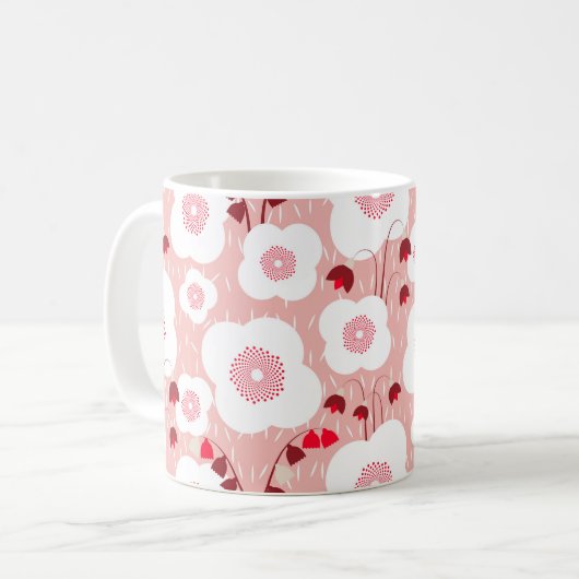 Neutrale stoffen - Poppies roze Koffiemok (Voorkant links)