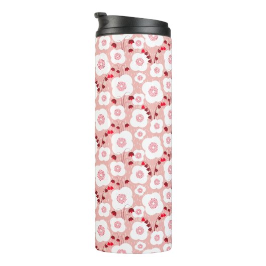 Neutrale stoffen - Poppies roze Thermosbeker (Geroteerd rechts)
