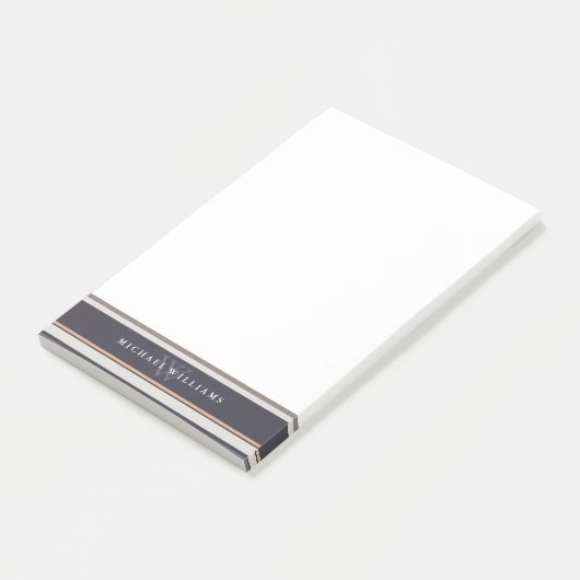Neutrale strepen, monogrammen post-it® notes (Schuin)