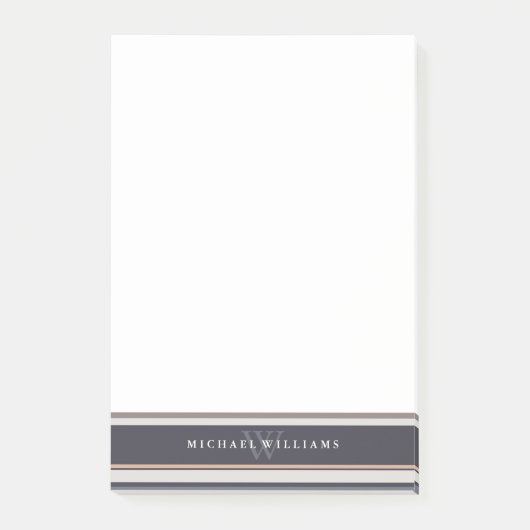 Neutrale strepen, monogrammen post-it® notes (Voorkant)
