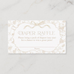 Neutrale strik baby shower luier raffle informatiekaartje