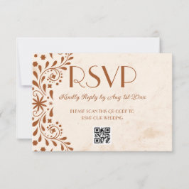 Neutrale Talavera bloemencode huwelijks- QR-code RSVP Kaartje