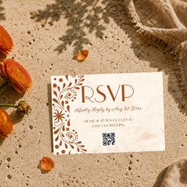 Neutrale Talavera bloemencode huwelijks- QR-code RSVP Kaartje