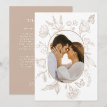 Neutrale Tan Bloemenlijn Kunst Bloemenvlinder Foto