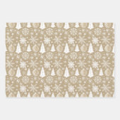 Neutrale Tan Feestelijke Kerst Afbeeldingen Inpakpapier Vel (Voorkant 2)