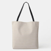 Neutrale Tan Streep Klassieke Monogram Beginletter Tote Bag (Achterkant)