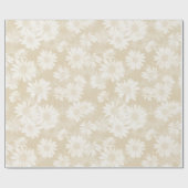 Neutrale Tan White Daisies Floral Cadeaupapier (Vlak)