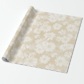 Neutrale Tan White Daisies Floral Cadeaupapier (Uitgerold)
