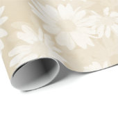 Neutrale Tan White Daisies Floral Cadeaupapier (Rol Hoek)