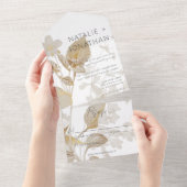 Neutrale Tan Wildbloemen Modern No Dinner All In One Uitnodiging (Afscheurbaar)