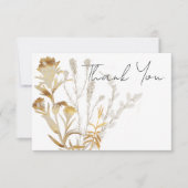 Neutrale Tan Wildbloemen Moderne bruiloft Bedankkaart (Voorkant)