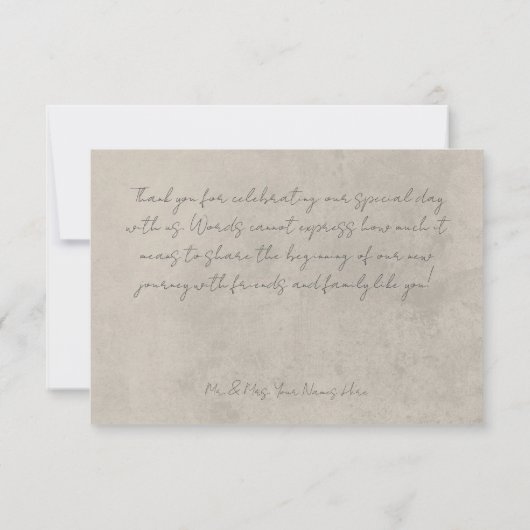 Neutrale Tan Wildbloemen Moderne bruiloft Bedankkaart (Achterkant)