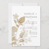 Neutrale Tan Wildbloemen Moderne bruiloft Kaart (Voorkant)