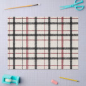 Neutrale tartan wit zwart en rood tissuepapier (Craft)