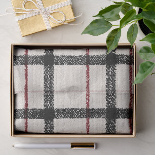 Neutrale tartan wit zwart en rood tissuepapier