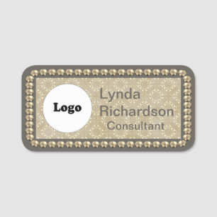 Neutrale Taupe Beige en Gold Bling NAAM TAG