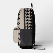 Neutrale Taupe Beige Zwart Houndstooth Patroon Bedrukte Rugzak (Rechts)