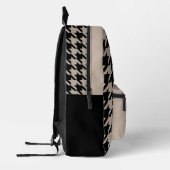 Neutrale Taupe Beige Zwart Houndstooth Patroon Bedrukte Rugzak (Links)
