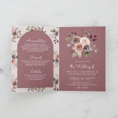 Neutrale Taupe Bloem QR Code Stof Roze Bruiloft (Binnen)