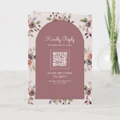 Neutrale Taupe Bloem QR Code Stof Roze Bruiloft (Achterkant)