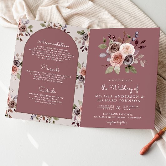 Neutrale Taupe Bloem QR Code Stof Roze Bruiloft