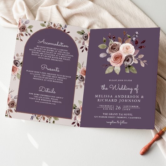 Neutrale Taupe Bloemencode QR Code Stof Paarse Bru