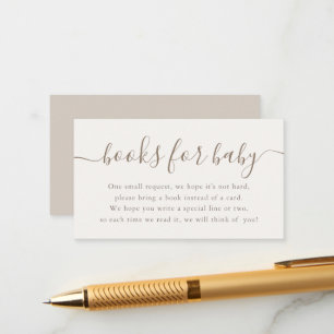 Neutrale Taupe Boeken voor Baby Shower Informatiekaartje