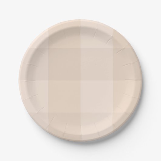 Neutrale Taupe Gingham Boerderij Papieren Bord (Voorkant)
