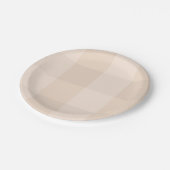 Neutrale Taupe Gingham Boerderij Papieren Bord (Gekanteld)