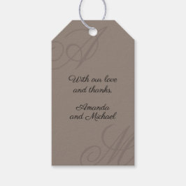Neutrale Taupe Moderne Rand Elegante Monogram Brui Cadeaulabel