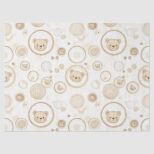 Neutrale Teddibeer Cirkelpatroon Beige Baby Tissuepapier
