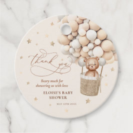 Neutrale Teddy Bear Balloon Wachten Baby shower Bedankjes Labels