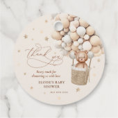 Neutrale Teddy Bear Balloon Wachten Baby shower Bedankjes Labels (Achterkant)