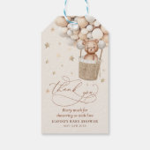 Neutrale Teddy Bear Balloon Wachten Baby shower Cadeaulabel (Achterkant)