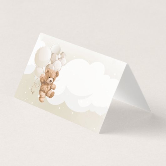 Neutrale Teddy Bear Tent Place Card Kaart (Voorkant)