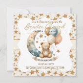 Neutrale Teddy Gender Reveal - Uitnodiging (Voorkant)
