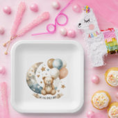 Neutrale Teddy Geslacht Onthulling Papieren Bordje (Feest)