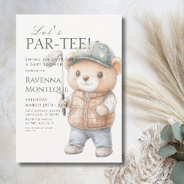 Neutrale Teddy Golfclub Laat Par-Tee Baby Shower Kaart