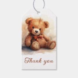 Neutrale Teddybeer Baby Shower Bedankt Cadeaulabel