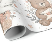 Neutrale Teddybeer Baby Shower Patroon Cadeaupapier (Rol Hoek)