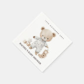 Neutrale Teddybeer Baby Shower Servetten  (Hoek)