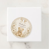 Neutrale teddybeer babyshower bedankkaart bedankjes labels (In situ)