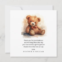 Neutrale Teddybeer Babyshower Bedankt